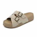 Comfort Slide Sandals Adjustable Double Buckle Platform Shoes